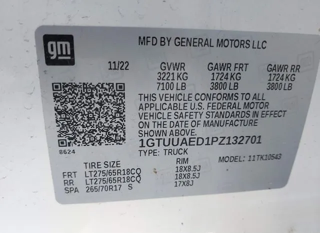 1GTUUAED1PZ132701 2023 2023 GMC Sierra- 1500 4Wd  Short Box 9