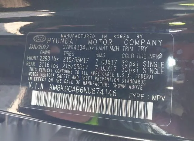 KM8K6CAB6NU874146 2022 2022 Hyundai Kona- Sel 9