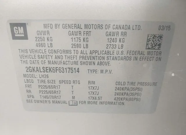 2GKALSEK6F6317514 2015 2015 GMC Terrain- Slt-1 9