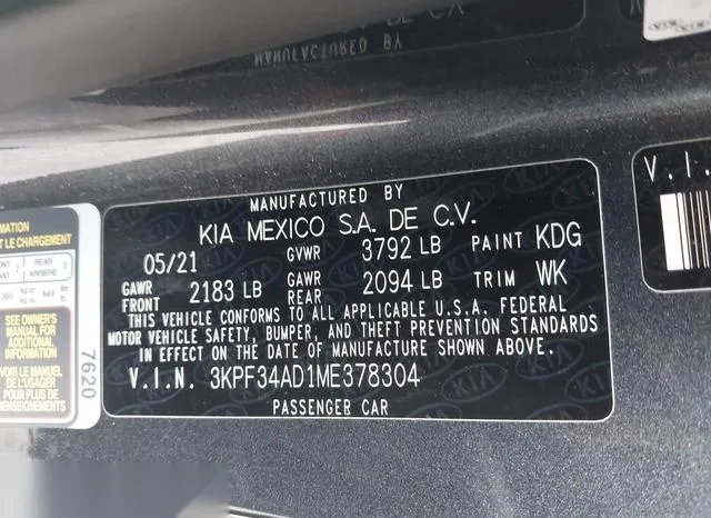 3KPF34AD1ME378304 2021 2021 KIA Forte- Gt-Line 9