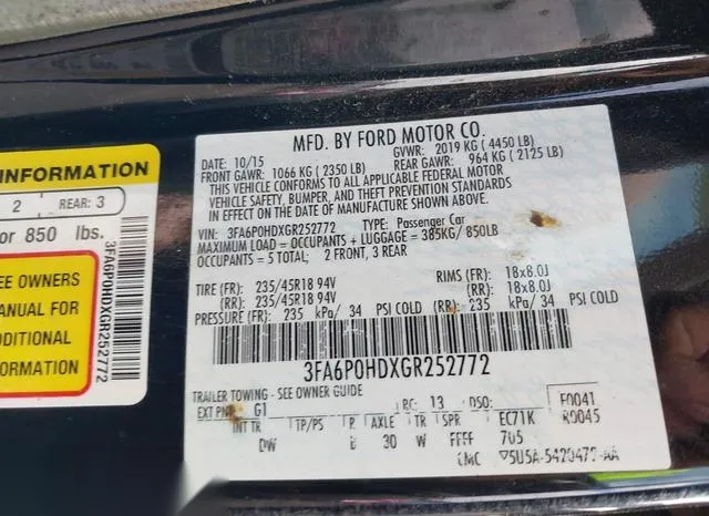 3FA6P0HDXGR252772 2016 2016 Ford Fusion- SE 9