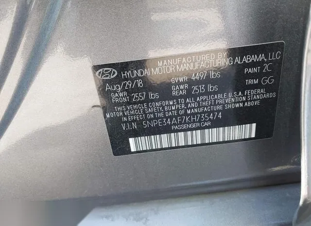 5NPE34AF7KH735474 2019 2019 Hyundai Sonata- Sel 9