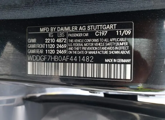 WDDGF7HB0AF441482 2010 2010 Mercedes-Benz C-Class- 63 Amg 9