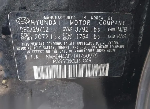 KMHDH4AE4DU750975 2013 2013 Hyundai Elantra- Limited 9