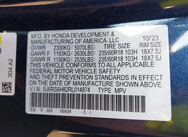 5J6RS6H82RL014874 2024 2024 Honda CR-V- Hybrid Sport-L 9