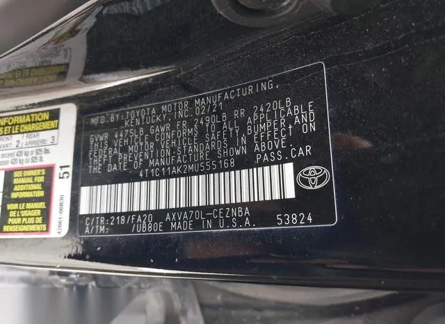 4T1C11AK2MU555168 2021 2021 Toyota Camry- LE 9