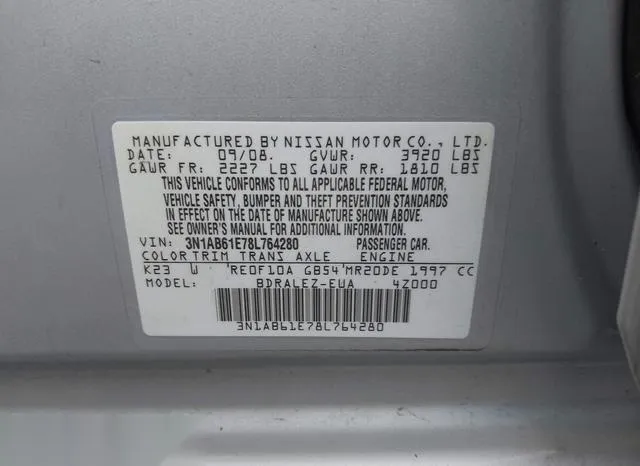 3N1AB61E78L764280 2008 2008 Nissan Sentra- 2-0S 9