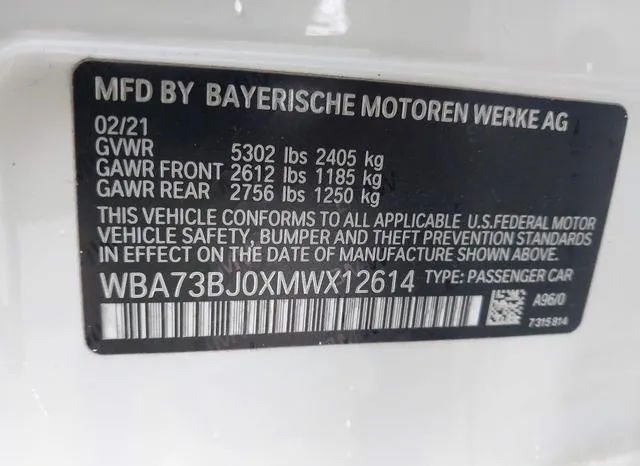 WBA73BJ0XMWX12614 2021 2021 BMW 5 Series- 540I Xdrive 9