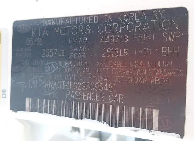 KNAGT4L32G5095481 2016 2016 KIA Optima- LX 9