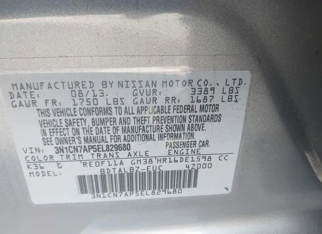 3N1CN7AP5EL829680 2014 2014 Nissan Versa- 1-6 SV 9