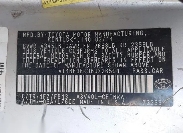 4T1BF3EK3BU726591 2011 2011 Toyota Camry 9