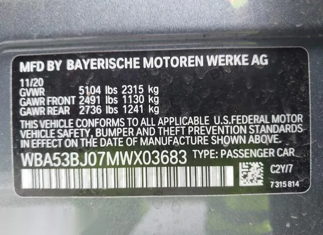 WBA53BJ07MWX03683 2021 2021 BMW 5 Series- 540I 9