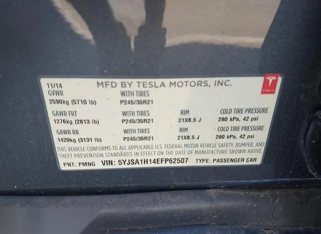 5YJSA1H14EFP62507 2014 2014 Tesla Model S- P85 9