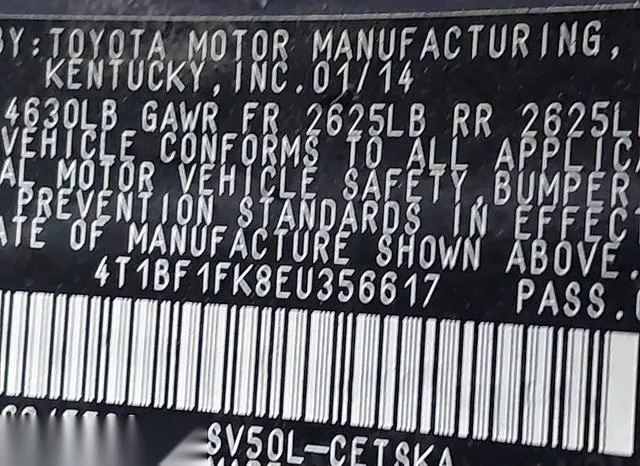 4T1BF1FK8EU356617 2014 2014 Toyota Camry- SE 9