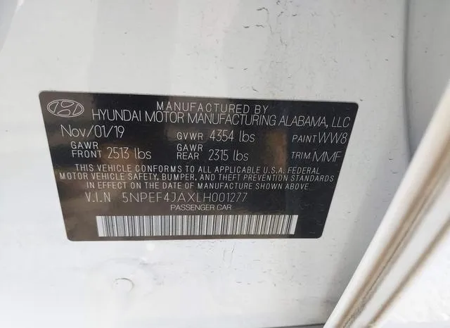 5NPEF4JAXLH001277 2020 2020 Hyundai Sonata- Sel 9