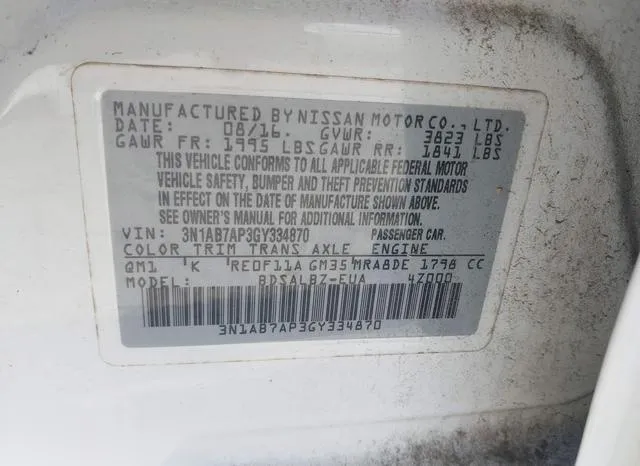 3N1AB7AP3GY334870 2016 2016 Nissan Sentra- S 9