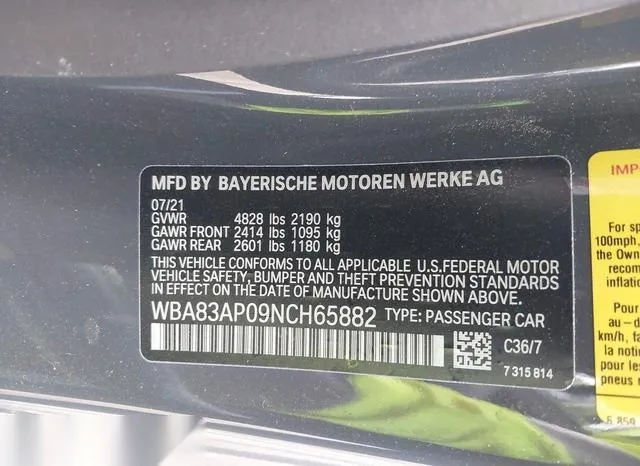 WBA83AP09NCH65882 2022 2022 BMW 4 Series- M440I 9