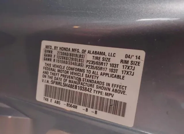 5FNRL5H48EB103842 2014 2014 Honda Odyssey- EX 9