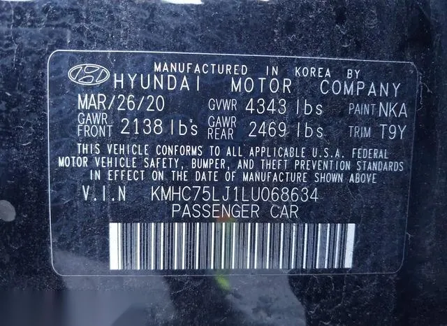 KMHC75LJ1LU068634 2020 2020 Hyundai Ioniq- Electric SE 9