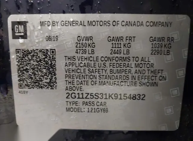 2G11Z5S31K9154832 2019 2019 Chevrolet Impala- LT 9