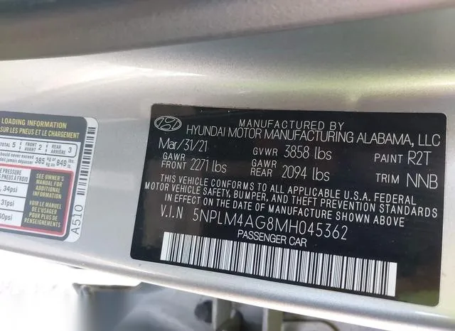 5NPLM4AG8MH045362 2021 2021 Hyundai Elantra- Sel 9