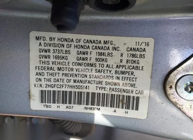 2HGFC2F77HH505141 2017 2017 Honda Civic- EX 9