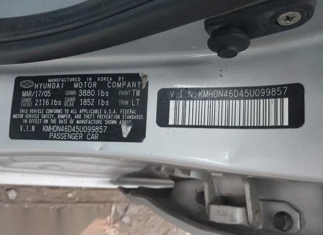 KMHDN46D45U099857 2005 2005 Hyundai Elantra- Gls/Gt 9