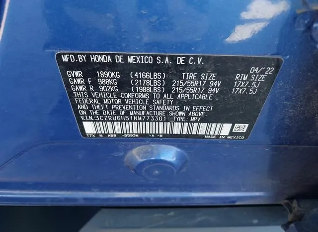 3CZRU6H51NM773301 2022 2022 Honda HR-V- Awd Ex 9