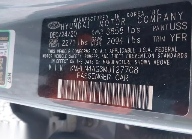 KMHLN4AG3MU127708 2021 2021 Hyundai Elantra- Sel 9