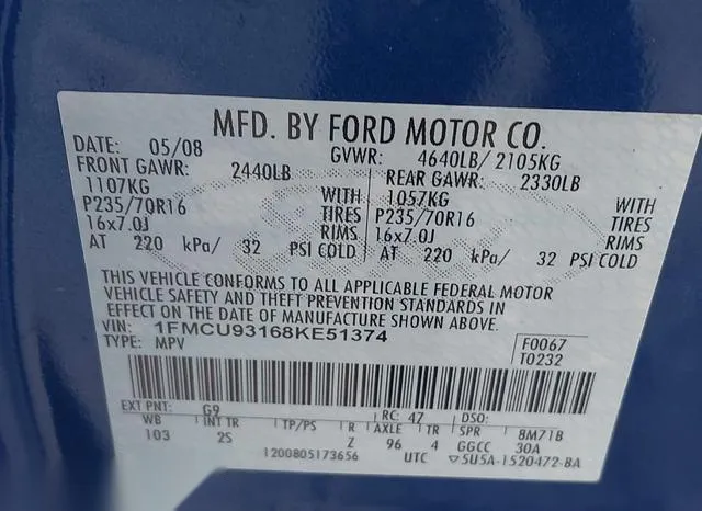 1FMCU93168KE51374 2008 2008 Ford Escape- Xlt 9