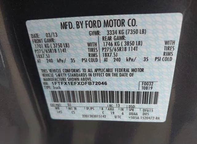 1FTFX1EFXDFB72046 2013 2013 Ford F-150- Stx 9