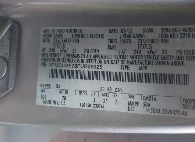 1FMCU0F78FUB29025 2015 2015 Ford Escape- S 9