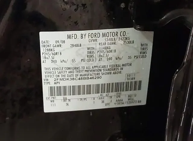 2FMDK38C48BB46290 2008 2008 Ford Edge- Sel 9