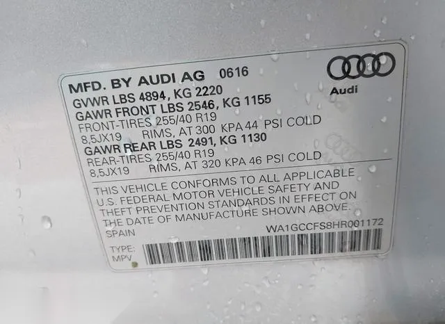 WA1GCCFS8HR001172 2017 2017 Audi Q3- 2-0T Premium 9