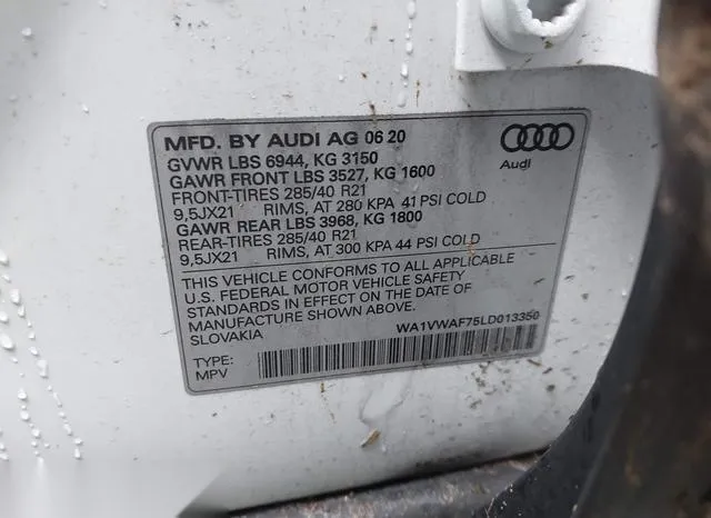 WA1VWAF75LD013350 2020 2020 Audi SQ7- Prestige Tfsi Quattro 9