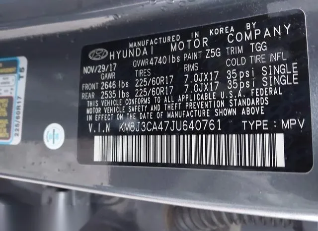 KM8J3CA47JU640761 2018 2018 Hyundai Tucson- Sel 9