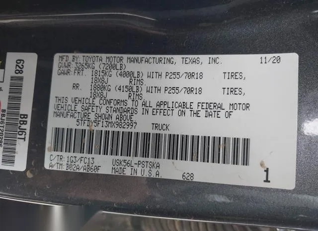 5TFDY5F13MX982997 2021 2021 Toyota Tundra- SR5 9