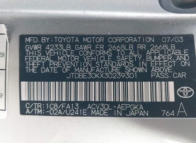 JTDBE30KX30239301 2003 2003 Toyota Camry- Le/Se/Xle 9