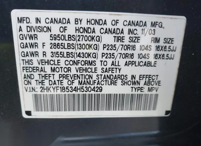 2HKYF18534H530429 2004 2004 Honda Pilot- EX 9