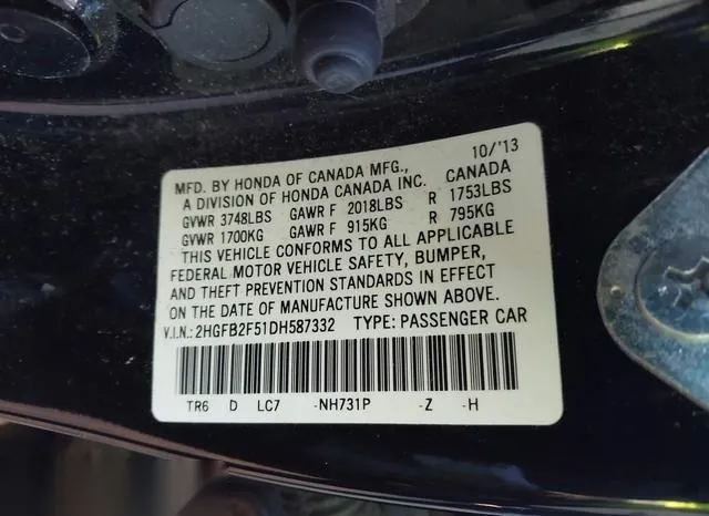 2HGFB2F51DH587332 2013 2013 Honda Civic- LX 9