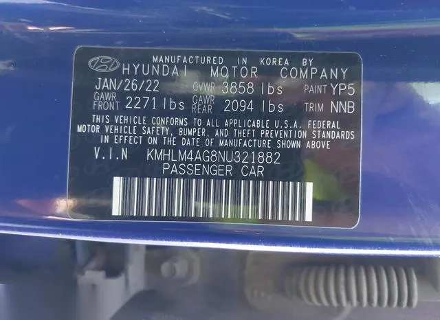 KMHLM4AG8NU321882 2022 2022 Hyundai Elantra- Sel 9