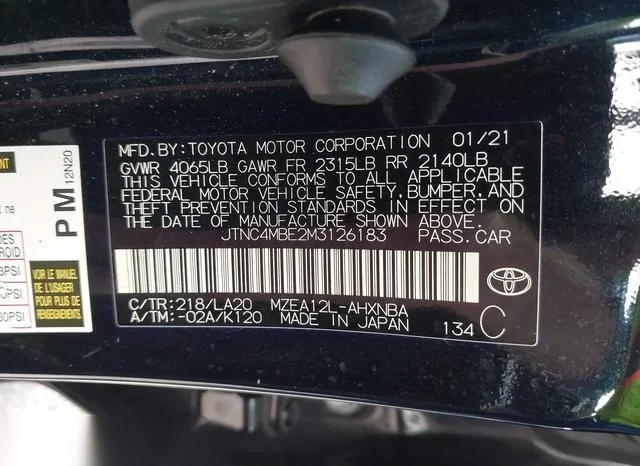 JTNC4MBE2M3126183 2021 2021 Toyota Corolla- Xse 9