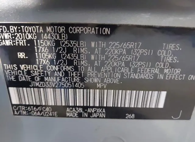 JTMZD33V275051405 2007 2007 Toyota RAV4 9