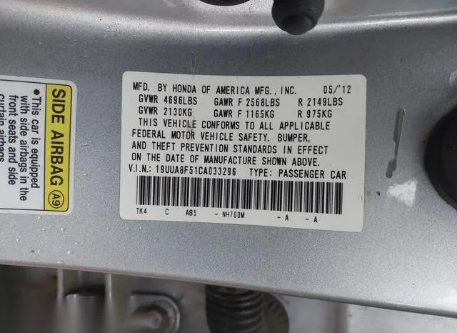 19UUA8F51CA033296 2012 2012 Acura TL- 3-5 9