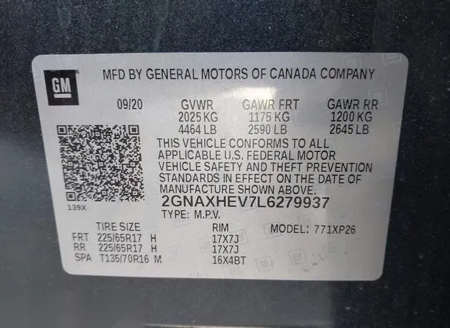 2GNAXHEV7L6279937 2020 2020 Chevrolet Equinox- Fwd Ls 9