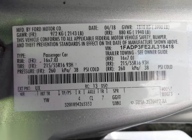 1FADP3FE2JL318418 2018 2018 Ford Focus- SE 9