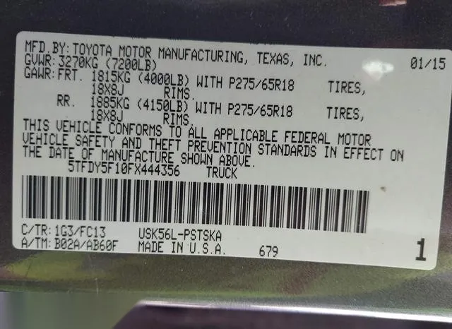 5TFDY5F10FX444356 2015 2015 Toyota Tundra- Sr5 5-7L V8 9