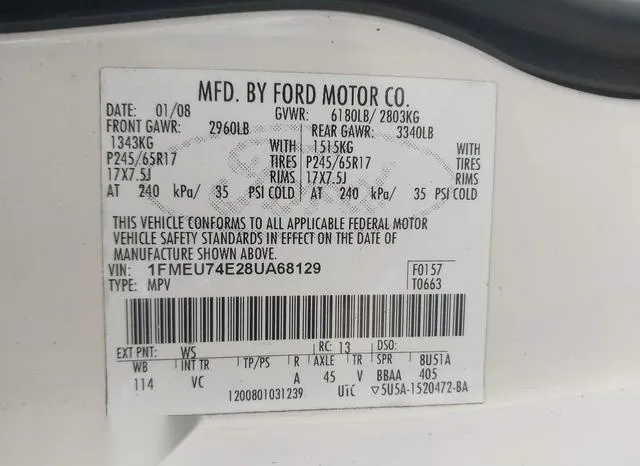 1FMEU74E28UA68129 2008 2008 Ford Explorer- Eddie Bauer 9