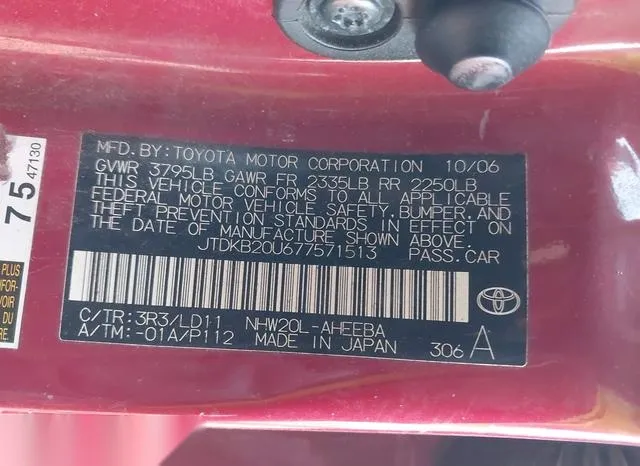 JTDKB20U677571513 2007 2007 Toyota Prius 9