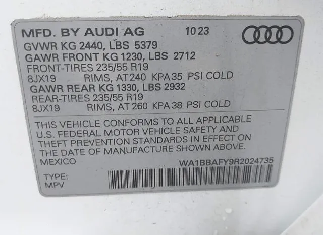 WA1BBAFY9R2024735 2024 2024 Audi Q5- Premium Plus 40 Tfsi Q 9